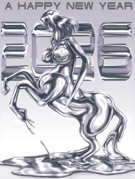 1girl 2026 absurdres breasts centaur chinese_zodiac commentary_request expressionless happy_new_year highres hooves horse horse_tail large_breasts liquid_metal liquidxt1000 long_hair metal_skin monster_girl new_year nipples solo tail taur terminator_(series) year_of_the_horse