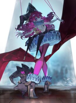 1girl expressionless high_heels highres nicoillu pink_eyes pink_hair tagme