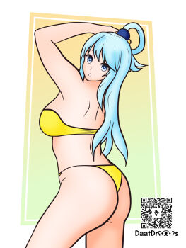 1girl aqua_(konosuba) ass blue_eyes blue_hair breasts daatdraws kono_subarashii_sekai_ni_shukufuku_wo! large_breasts long_hair swimsuit
