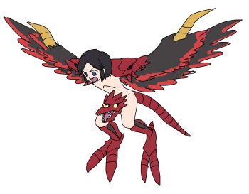 1boy digimon kimura_kouichi male_focus sharp_teeth skull solo tail teeth velgrmon what why wings