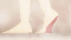 1girl 9-nine- animated anime_screenshot bath bathroom breasts completely_nude feet grey_hair groin hand_on_own_stomach highres long_hair medium_breasts navel niimi_sora nipples_out_of_frame nude out-of-frame_censoring purple_eyes pussy_out_of_frame showering sidelocks sound standing stomach video water wet