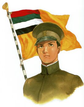 absurdres flag hat highres manchukuo military military_hat military_uniform nijiiro_no_trotsky non-web_source world_war_ii yasuhiko_yoshikazu