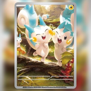 Rule 34 | animal focus, berry, card (medium), cheek-to-cheek, closed eyes, commentary, company name, copyright name, copyright notice, electricity, english commentary, gen 4 pokemon, grass, heads together, log, moss, mushroom, nintendo, no humans, official art, one eye closed, open mouth, outdoors, pachirisu, pokemon, pokemon (creature), pokemon card, pokemon focus, pokemon tcg, smile, squirrel, standing, standing on one leg, teeth, textless version, third-party source, trading card, tree, upper teeth only, zig (pokemon)