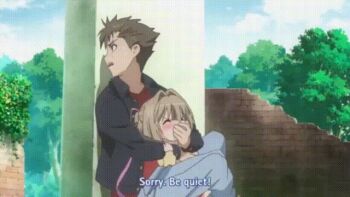 1boy 1girl age_difference animated animated_gif blush breast_press closed_eyes covering_another&#039;s_mouth grabbing_another&#039;s_breast grabbing_from_behind groping hand_over_another&#039;s_mouth ladies_versus_butlers! loli mouth_hold ousawa_mimina school_uniform size_difference struggling