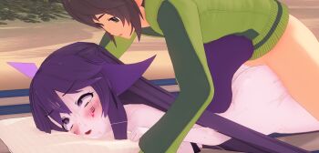 1boy 1girl 3d 3d_screencap beach cum highres indie_virtual_youtuber koikatsu_(medium) megalodon_(vtuber) sex shark_girl tagme vaginal vedal987 virtual_youtuber