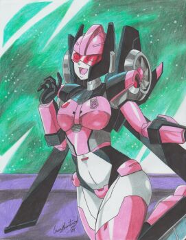 1girl absurdres airplane_wing assault_visor breasts colored_skin crotch_plate decepticon grey_skin helmet highres humanoid_robot insignia lunaclub mechanical_wings medium_breasts metal_skin ravernclouk_design robot robot_girl solo thighs transformers wings