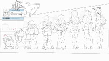 1girl absurdres after_anal aftersex aisaka_taiga anus ass commentary cum cum_in_ass english_commentary greyscale heart highres long_hair monochrome nayt_layt panties pleated_skirt pussy skirt toradora! underwear