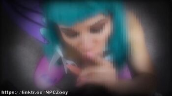 1boy 1girl animal_print animated artist_name bat_print bat_print_pantyhose black_leotard blurry capcom cosplay darkstalkers fake_wings fellatio green_hair handjob head_wings leotard male_pubic_hair morrigan_aensland morrigan_aensland_(cosplay) npczoey oral paizuri pantyhose penis penis_grab pubic_hair purple_pantyhose real_life sidelocks strapless strapless_leotard tagme uncensored video watermark web_address wings