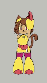 2girls :3 android animal_ears animated armor artist_request attack bare_shoulders breasts brown_hair cat_ears cat_girl cat_tail claws commentary cowboy_shot dancing dark-skinned_female dark_skin dress fighting_stance from_below furry furry_female gameoverse gauntlets goggles goggles_on_head highres jumping kit_bodega looking_at_another looking_at_viewer malice_(gameoverse) medium_breasts multiple_girls red_eyes sharp_teeth short_hair signature simple_background sleeveless sleeveless_dress smile standing tagme tail teeth video whiskers yellow_dress yellow_gauntlets