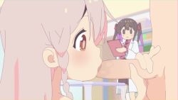 1boy 2girls :3 animated black_hair blush braid coat empty_eyes erection fellatio from_side genderswap genderswap_(mtf) hetero highres holding indoors interior lab_coat loli looping_animation multiple_girls nude onii-chan_wa_oshimai! oral oyama_mahiro oyama_mihari penis penis_grab pink_hair profile red_eyes sadieyule saliva siblings sidelocks sisters solid_oval_eyes solo_focus testicles twintails uncensored video watching white_coat