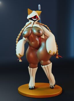 1girl 3d animated ass blazblue braid breasts buruma cameltoe dark-skinned_female dark_skin female_focus highres honkcg hood huge_ass large_breasts sharp_teeth solo tagme tail taokaka teeth thick_thighs thighs twin_braids video wide_hips