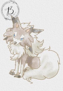 animal_ears animal_focus baya_(sakura_mint) blue_eyes brown_fur claws closed_mouth dog full_body gen_7_pokemon highres looking_at_viewer lycanroc lycanroc_(midday) neck_fur nintendo no_humans pokemon pokemon_(creature) pokemon_focus simple_background solo tail white_background wolf