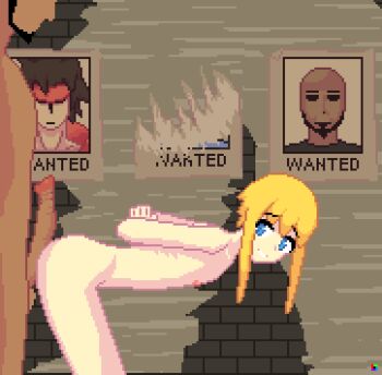 2boys ahegao anal animated animated_gif arms_behind_back anal_fluid bent_over bkrg blonde_hair blue_eyes blush bouncing_penis bound bound_wrists brick_wall bridget_(guilty_gear) cum cum_in_ass dark-skinned_male dark_skin doggystyle ejaculating_while_penetrated ejaculation erection from_side guilty_gear handsfree_ejaculation happy_sex interracial large_penis looking_back male_penetrated multiple_boys nipples nude penis penis_size_difference petite pixel_art precum profile rolling_eyes sex sex_from_behind sidelocks size_difference small_penis spanked tongue tongue_out trap ugoira uncensored wanted_poster yaoi