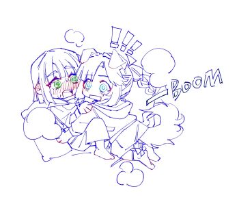 Rule 34 | !, !!, 2girls, @ @, animal ears, anyoji hime, blue eyes, blue theme, blush, commentary, dog ears, dog girl, dog tail, dress, green eyes, grey eyes, hasu no sora school uniform, heart, highres, kemonomimi mode, link! like! love live!, love live!, medium dress, momose ginko, monochrome, multi-tied hair, multiple girls, neckerchief, nose blush, open mouth, ponytail, sailor collar, sailor dress, school uniform, short hair, spoken heart, symbol-only commentary, tail, transformation, virtual youtuber, winter uniform, yrxy settingsun, yuri