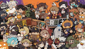 5girls absolutely_everyone anglerfish animal_hands animal_hat animification annotation_request bdoubleo100 beard bird_wings black_hair blonde_hair blue_hair brown_hair cat cat_hat character_request check_character chibi chibi_only chicken_(minecraft) colored_skin commentary copyright_name cosplay creeper crossdressing crossdressing_(mtf) cubfan135 dark-skinned_male dark_skin docm77 double_life_smp english_commentary ethoslab everyone facial_hair falsesymmetry fish food frankenstein frankenstein's_monster frankenstein's_monster_(cosplay) geminitay glare_(minecraft) glare_(minecraft)_(cosplay) goat_boy goat_horns goodtimeswithscar green_skin grian_(youtuber) halloween halloween_costume harry_potter harry_potter_(cosplay) harry_potter_(series) hat head_wreath headband hermitcraft highres horns ijevin impulsesv iskall85 jack-o'-lantern jellie_(hermitcraft) joe_hills knight long_hair luminous_slime mask minecraft minecraft_pickaxe minecraft_youtube muffin multiple_girls mumbo_jumbo_(youtuber) mustache object_through_head official_alternate_costume one_eye_closed oni_mask orange_hair pearlescentmoon pearlescentmoon_(5am) pearlescentmoon_(cosplay) pickaxe pumpkin_head rendog scar scar_across_eye scar_on_face screw_in_head self_cosplay short_hair stressmonster101 tangotek tangotek_(deepfrost_dungeon_master) tinfoilchef traffic_life_series vampire vex_(minecraft) vex_(minecraft)_(cosplay) vintagebeef welsknight wings wizarding_world xbcrafted xisumavoid zedaph zombiecleo zombiecleo_(gorgon)