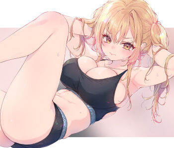 1girl breasts konomi_(kino_konomi) large_breasts looking_at_viewer sweat sweatdrop tagme underwear