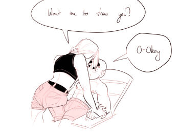 1boy 1girl abs android_18 bald bald_male biceps black_eyes blush couple dragon_ball english_text excited excited_for_sex holding_hands husband_and_wife kuririn nipples pectorals speech_bubble thick_thighs thighs