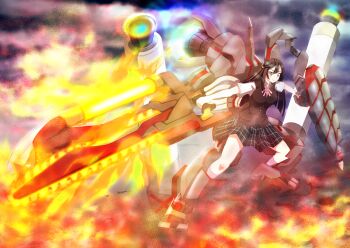 1girl absurdres aqua_shirt artist_name artist_request bare_legs black_hair black_skirt black_vest blue_hair blush bow bowtie breasts brown_shoes buttons checkered_clothes checkered_skirt cloud collared_shirt dark_blue_hair female_focus full_body grey_eyes hair_ornament hairclip hairpin highres long_hair looking_at_viewer love_live! love_live!_nijigasaki_high_school_idol_club machine miniskirt nakagawa_nana neck_ribbon nijigasaki_school_uniform outdoors parted_lips pink_bow pink_neckwear plaid_clothes plaid_skirt pleated pleated_skirt ponytail ribbon robot school_uniform shirane_nanimo shirt shoes short_hair side_ponytail skirt small_breasts smile solo standing summer_uniform sweater_vest vest white_legwear white_shirt yuki_setsuna yuki_setsuna_(love_live!)