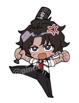 1boy anger_vein angry baseball_bat belt black_belt black_pants chest_harness chibi collared_shirt harness heathcliff_(project_moon) holding holding_baseball_bat limbus_company male_focus necktie open_clothes pants pinch_(nesume) project_moon red_necktie shirt simple_background solo v-shaped_eyebrows white_shirt