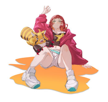 admin_93 digimon digimon_(creature) digimon_beatbreak jacket pristimon sakuya_reina short_hair star_(symbol)