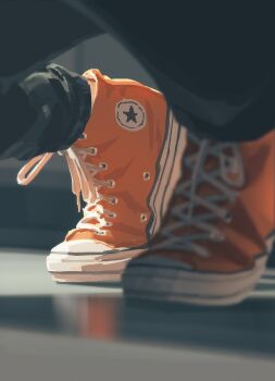 1other absurdres black_pants commentary_request converse feet foot_focus highres original pants red_shoes shoelaces shoes star_(symbol) yoshiki_(yuki)