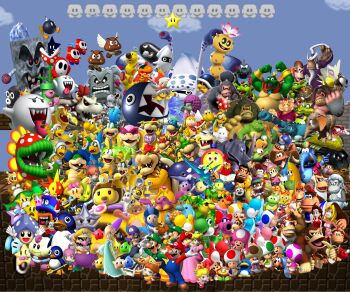 3d 6+boys 6+girls absolutely_everyone ana_(warioware) baby_bowser baby_daisy baby_donkey_kong baby_luigi baby_mario baby_peach banana big_top bird birdo blonde_hair blooper_(mario) blue_dress bob-omb boo_(mario) bowser bowser_jr. brighton bullet_bill bumper buzzy_beetle candy_kong chain_chomp cheep_cheep chunky_kong clapper clenched_teeth cloud cranky_kong creature crossed_arms diddy_kong diddy_kong_racing dk:_jungle_climber donkey_kong donkey_kong_(series) donkey_kong_64 donkey_kong_barrel_blast donkey_kong_country donkey_kong_country_2 donkey_kong_country_3 donkey_kong_jr. donkey_kong_jungle_beat dread_kong dress drumstick_(donkey_kong) dry_bones dry_bowser eldstar ellie_(donkey_kong) enguarde everyone expresso f.l.u.d.d. facial_hair fire_flower fly_guy food freezie fruit funky_kong ghost glimmer_(donkey_kong) gloves goomba gooper_blooper hammer_bro happy hat helper_monkey highres honey_queen_(mario) honeybee_(mario) hoofer iggy_koopa kalmar kalypso kamek karate_kong kass_(donkey_kong) kat_(warioware) king_boo kip_(donkey_kong) klevar kludge klump koopa_kid koopa_paratroopa koopa_troopa kritter krunch krusha lakitu lanky_kong larry_koopa lemmy_koopa long_sleeves looking_at_viewer ludwig_von_koopa luigi luigi's_mansion luma_(mario) magikoopa mallow_(mario) mamar manky_kong mario mario_(series) mario_bros. mario_kart mario_kart_ds mario_kart_wii mario_party mario_party_5 mario_party_6 mario_party_8 mario_super_sluggers mario_tennis mario_vs._donkey_kong mario_vs._donkey_kong_2:_march_of_the_minis mc_ballyhoo mecha-koopa millennium_star misstar monty_mole morton_koopa_jr. mother_penguin multiple_boys multiple_girls muskular mustache new_super_mario_bros. ninja_kong nintendo noki_(mario) open_mouth orco_(donkey_kong) outdoors paper_mario paper_mario_64 paragoomba pauline_(mario) penguin penguin_(mario) penguin_suit petey_piranha pianta pink_dress pipsy piranha_plant pokey_(mario) polari_(super_mario_galaxy) princess_daisy princess_peach professor_elvin_gadd puffy_short_sleeves puffy_sleeves raccoon_(mario) rambi rattly_the_rattlesnake red_boo rosalina roy_koopa shadow_mario sharp_teeth shine_sprite short_sleeves shy_guy skolar sky smile snifit spike_(mario) spiny spiny_egg squawks squitter standing star_bunny sumo_kong super_mario_64 super_mario_bros._1 super_mario_bros._2 super_mario_bros._3 super_mario_galaxy super_mario_galaxy_2 super_mario_land super_mario_rpg super_mario_sunshine super_mario_world super_mario_world_2:_yoshi's_island super_smash_bros. super_star_(mario) swanky_kong t.t._(donkey_kong) taj_the_genie teeth thwomp timber tiny_kong tiptup toad_(mario) toadette toadsworth tongue tongue_out tumble_(mario) tuxie twila_(mario) ukiki waluigi wario warioware warp_pipe wart_(mario) wendy_o._koopa whale white_gloves whomp wiggler winky wizpig wrinkly_kong xananab yoshi yoshi's_story zinger_(donkey_kong) ztar