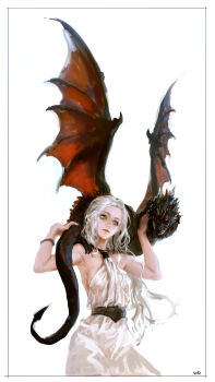 1girl a_song_of_ice_and_fire animal animification arms_up belt border bracelet breasts cleavage cowboy_shot daenerys_targaryen dragon dragon_on_shoulder dragon_tail dragon_wings dress drogon game_of_thrones halterneck highres holding holding_animal jewelry lips long_hair looking_afar looking_at_viewer small_dragon nose purple_eyes realistic red_eyes see-through_clothes see-through_dress sideboob simple_background small_breasts tail western_dragon white_background white_hair wings woodenmanatees