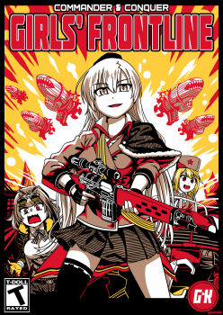 3girls aircraft aviator_sunglasses capelet command_&amp;_conquer command_&amp;_conquer:_red_alert command_&amp;_conquer:_red_alert_3 commentary dirigible dragunov_svd english_commentary eyewear_on_head fingerless_gloves fur_hat garrison_cap girls&#039;_frontline gloves grizzly_mkv_(girls&#039;_frontline) gun hat highres holding holding_gun holding_weapon kirov_airship long_hair military_hat miniskirt multiple_girls parody pleated_skirt ppsh-41_(girls&#039;_frontline) red_star rifle senpaihawkkun short_hair single_thighhigh skirt sniper_rifle star_(symbol) sunglasses svd_(girls&#039;_frontline) thighhighs ushanka weapon