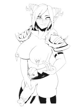 1futa absurdres armband armor belt blush closed_mouth collarbone draenei female_pubic_hair fingernails futanari greyscale highres horns inriganan looking_at_viewer monochrome futa_without_pussy nipple_piercing no_pupils pauldrons penis piercing pointy_ears pubic_hair sharp_fingernails short_hair shoulder_armor simple_background skindentation skull_belt solo testicles thighhighs tongue tongue_out veins veiny_penis warcraft white_background world_of_warcraft