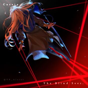 1girl black_dress blonde_hair blue_capelet boots capelet cassie_(shadow_slave) character_name commentary dress english_commentary floating_hair from_behind full_body long_hair outstretched_arms shadow_slave solo star_lantern string