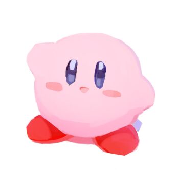 Rule 34 | blue eyes, blush stickers, bright pupils, commentary, full body, highres, kirby, kirby (series), looking at viewer, nintendo, no humans, open mouth, shiratsuyu mone, simple background, solo, untranslatable commentary, white background, white pupils