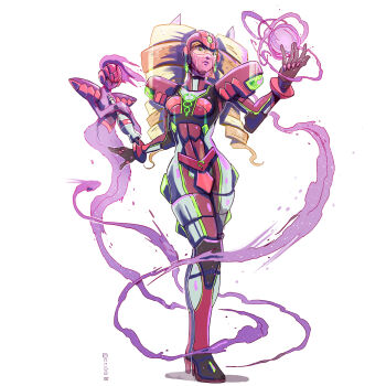 armor artist_name blonde_hair drill_hair em_wave_change_(mega_man) gloves green_eyes helmet highres long_hair luna_platz_(mega_man) mega_man_(series) mega_man_star_force_(series) mouth_veil ophiuca_(mega_man) queen_ophiuca_(mega_man) ricardomango shoulder_armor twin_drills veil white_background