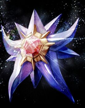 Rule 34 | absurdres, black background, full body, gem, gen 1 pokemon, highres, mega pokemon, mega starmie, nintendo, no humans, pokemon, pokemon (creature), pokemon focus, red gemstone, renoahh, solo, starmie