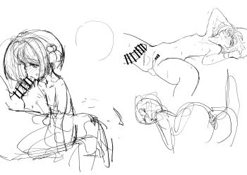 age_difference bar_censor blush breasts cardcaptor_sakura censored closed_eyes completely_nude cum cum_in_pussy dripping fellatio hair_bobbles hair_ornament kinomoto_sakura loli lying monochrome nipples nude on_back oral orgasm penis pussy short_hair sketch sweat tamura-chan trembling