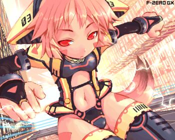 1girl aeropolis_multiplex copyright_name f-zero f-zero_gx female_focus golden_fox lowres mecha_musume nintendo oekaki personification shigatake solo thighhighs