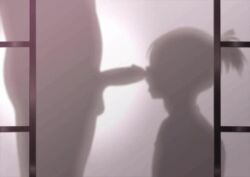 1boy 1girl animated erection fate/grand_order fate_(series) from_side head_out_of_frame hetero imminent_fellatio mash_kyrielight netorare open_mouth penis penis_awe ponytail saintshiro screen shadow silhouette smelling smelling_penis tagme testicles video