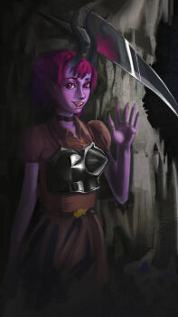 1girl bad_tag claws demi_(lunacid) demon_girl demon_horns demon_tail female_focus helmet highres horns lunacid red_eyes tagme tail video_game