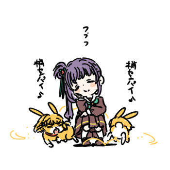 1girl :d afterimage animalization aqua_neckerchief blush_stickers brown_dress brown_shoes closed_eyes closed_mouth commentary_request dress hair_bun hair_ornament hand_on_own_cheek hand_on_own_face happy hasu_no_sora_school_uniform head_tilt hinoshita_kaho hopping link!_like!_love_live! long_sleeves love_live! medium_dress neckerchief open_mouth otomune_kozue rabbit sailor_collar sailor_dress school_uniform shinanoya_(satanicad) shoes side_ponytail sidelocks simple_background single_side_bun smile socks squatting tassel tassel_hair_ornament translation_request virtual_youtuber white_background white_sailor_collar white_socks winter_uniform