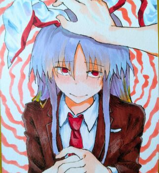 1girl 1other absurdres blush highres looking_at_viewer red_eyes reisen_udongein_inaba tagme touhou yukine_0930