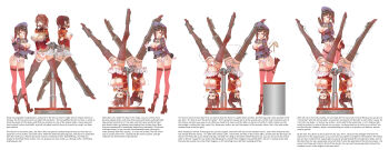 3girls absurdres bdsm blindfold bondage bound english_text gagged highres lamb_(artist) multiple_girls panties pantyshot pussy_torture underwear