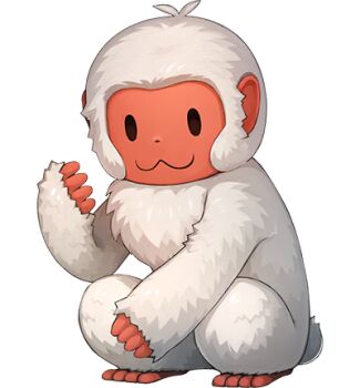 1other animal black_eyes colored_skin demonic_monkey_(fate) fate/grand_order fate_(series) lowres monkey no_humans official_art pink_skin sitting solo tail third-party_source white_fur