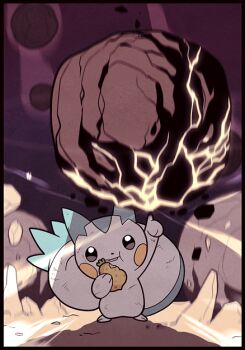 arm_up berry_(pokemon) boulder eating facing_viewer food fruit gameplay_mechanics gen_4_pokemon gojya index_finger_raised looking_at_viewer md5_mismatch nintendo no_humans pachirisu pointing pointing_up pokemon pokemon_(creature) pokemon_move resolution_mismatch solo source_smaller tail pokemon_world_championships video_game_championships_2015
