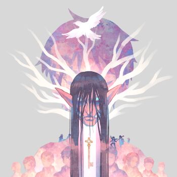 4girls 6+boys absurdres age_progression annie_leonhart armin_arlert bertolt_hoover bird child krista_lenz connie_springer disembodied_head eren_yeager faceless faceless_female faceless_male flying founding_titan glowing glowing_eyes highres jean_kirstein jewelry key key_necklace long_hair looking_at_viewer marco_bott mikasa_ackerman monster multiple_boys multiple_girls necklace paths_(shingeki_no_kyojin) reiner_braun sasha_blouse shingeki_no_kyojin split_screen ssd787897872 symbolism titan_(shingeki_no_kyojin) upper_body very_long_hair