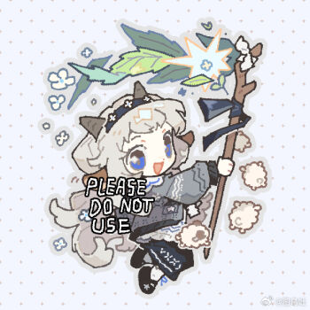 Rule 34 | 1girl, animal ears, black dress, blue eyes, chibi, chibi only, chinese commentary, commentary request, dress, horns, original, sheep ears, sheep girl, sheep horns, smile, solo, thurim6, white hair