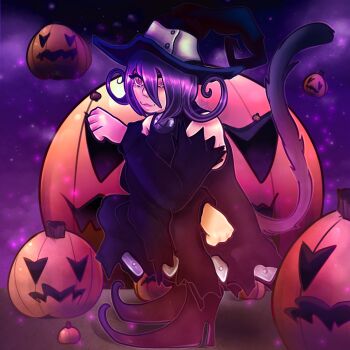 animal_ears blair_(soul_eater) cat cat_ears cat_tail halloween hat highres neko soul_eater tail witch witch_hat