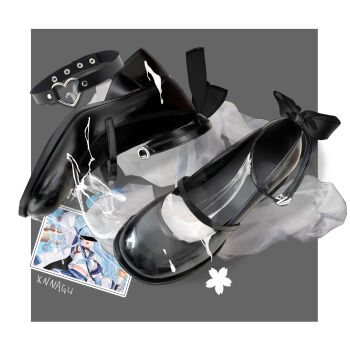 1girl black_footwear blue_hair blue_neckerchief blue_sailor_collar bow censored censored_identity cum cum_on_clothes heart highres holding holding_photo loafers long_hair mary_janes neckerchief photo_(object) sailor_collar school_uniform serafuku shoes socks unworn_shoes xnnagu