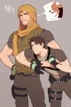 2boys agent_37 belt black_hair blue_eyes dc_comics dick_grayson dog gloves male_focus multiple_boys short_sleeves stariver00 thigh_strap tiger_(dc) turban