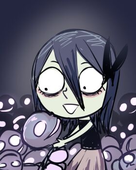 1girl dolls drag-on_dragoon drag-on_dragoon_3 holding kokomi_(aniesuakkaman) purple_hair smile solo three_(drag-on_dragoon)