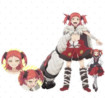 1girl beatrice_flowerchild fate/kaleid_liner_prisma_illya fate_(series) navel official_art red_hair sharp_teeth source_request teeth