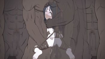 1girl 5boys age_difference anal animated animated_gif arms_behind_back ass barefoot bdsm black_hair blush bondage bound censored dark-skinned_male dark_skin double_penetration empty_eyes feet forced from_behind group_sex hetero interracial leg_grab loli looping_animation mbby mosaic_censoring multiple_boys multiple_penetration nude penis rape restrained rope sandwiched sex shibari soles spread_legs sweat tears thigh_grab toes vaginal wide-eyed